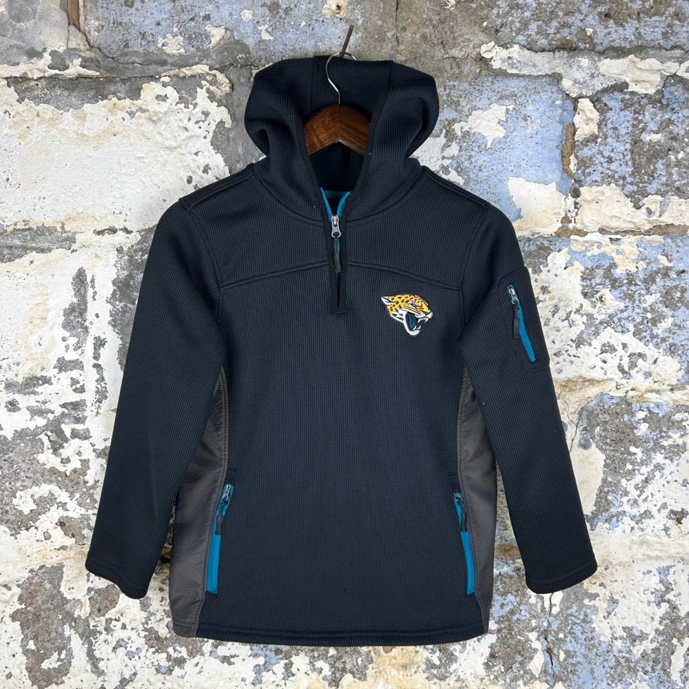 NFL Team Apparel Jaguars Hoodie Black 1/4 Zip Waffle Knit Youth L
